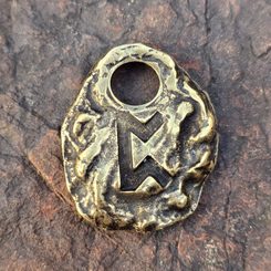 PERTHRO - amulette runique, laiton ancien