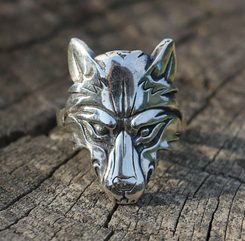 Tête de loup, argent 925 anneau