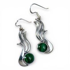 IRIS - Malachite Earrings, sterling silver
