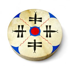 SHAMAN INDIAN DRUM, DRAGONFLIES 40 cm