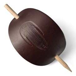 Leder-Haarspange, Trilobit, braun