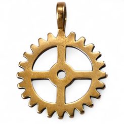 COG WHEEL, bronze pendant