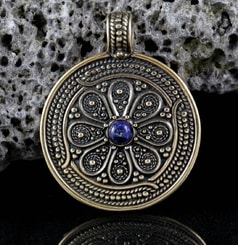 VESNA, Slavic pendant, Moravia Magna Empire, bronze Lapis Lazuli