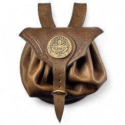 CERNUNNOS, Sac Médiéval en Cuir, bronze
