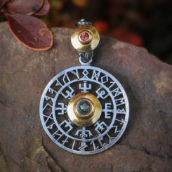 VEGVISIR, runes, pendant, silver, Aquamarine