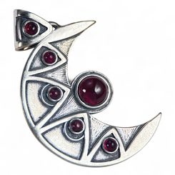 LUNA pendant, garnet, silver 925 11g