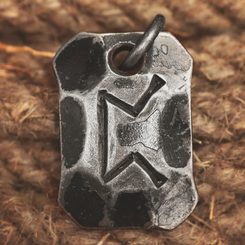 PERTHRO, forged iron rune pendant