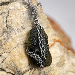 UROBOROS, silver pendant, moldavite Ag 925