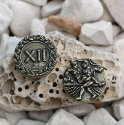 Rom, erotischer Token von Spintria XII, 1. Jahrhundert, Münznachbildung, Altmessing