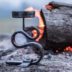 MEDIEVAL CANDLESTICK, forged, iron