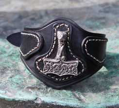 Leather Wrist Cuff wristband protect Biker metal gothic pagan Celtic feeanddave 