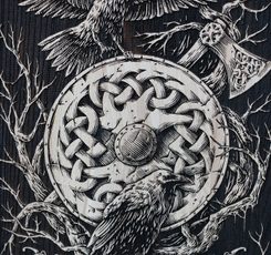 Huginn and Muninn Wall Decoration 30x40 wood