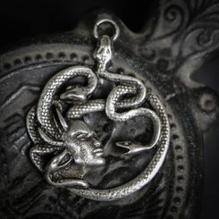 MEDUSA, antique, zinc pendant, antique silver
