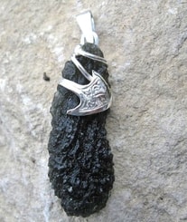 COMETA, raw moldavite pendant, sterling silver