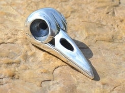 Corvus, crâne d'oiseau, pendentif, Argent 925, 14 g