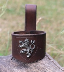 Lion of Bohemia, leather horn holder, brown