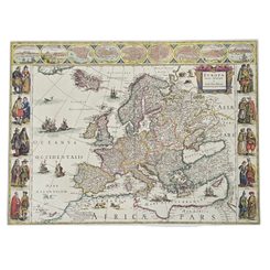 Historische Karte Europa recens descripta, Guilielmo Blaeuw, handgeschöpftes Papier