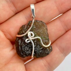 KALINA, MOLDAVITE, silver pendant Ag 925