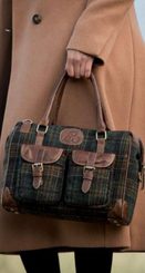 Double front Pocket Bag, Green Erin Check, Aran Ireland