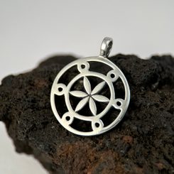 SUN CROSS with SACRED TREE, silver pendant