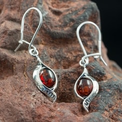 JARA, amber, earrings, sterling silver