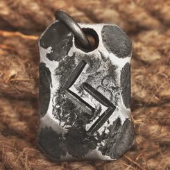 JERA, forged iron rune pendant