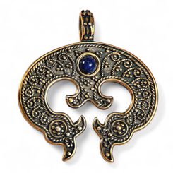 LUNULA, women's early medieval pendant, bronze