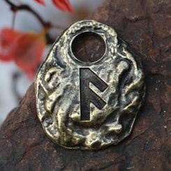 ANSUZ - Pendentif Rune, zinc, laiton antique