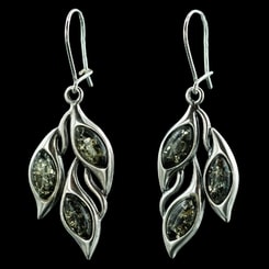 KUPALA, boucles d'oreilles en ambre, vert, argent