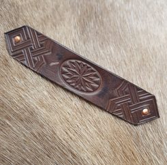 ART DECO, leather hair CLIP, brown