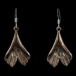 GINKGO, earrings, bronze