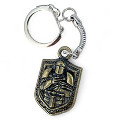 Knight in armour key ring, zinc old brass