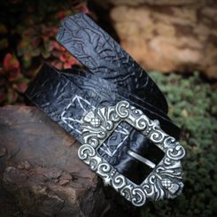 SCOTTISH THISTLE Leather Hair Clip blue