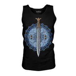Claíomh Solais - Sword of Light, men's Celtic tank top - blue