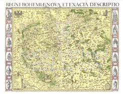 Carte historique du Royaume de Bohême, papier fait main, Regni Bohemiae Nova et Exacta Descriptio