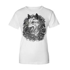 WOLF, women's T-shirt white, Druid collection