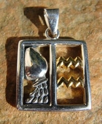 AQUARIUS, The Water Bearer, silver pendant