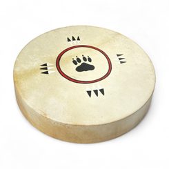 SHAMAN INDIAN DRUM, WOLF TRACK and EAGLE FEATHERS 40 cm