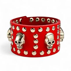 ROCKER, Lederarmband, Totenköpfe