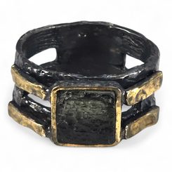 PETR VOK, moldavite, silver ring, Ag 925/1000, 12 g