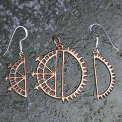 BEAIVI and MANO, Saami Sun and Moon, jewellery set, bronze