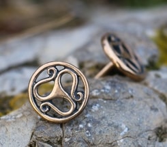 Celtic Triskelion, bronze belt rivet, concho