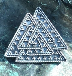 VALKNUT, viking symbol, sterling silver pendant