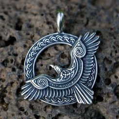 HUGINN AND MUNINN, Odin's Viking Amulet, silver