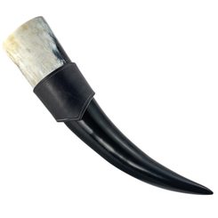 DRINKING HORN HOLDER, leather, black