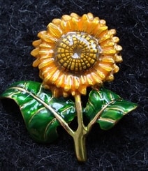 SUNFLOWER, costume brooch with vitrail