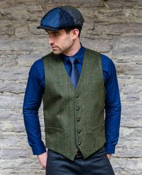 Waistcoat, Irish Tweed, green