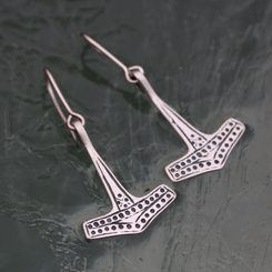 THOR'S HAMMER, silver earrings