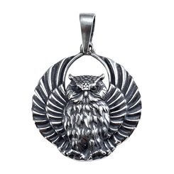 Hibou, pendentif ancien, argent 925/1000