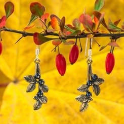 Blueberries, Earrings, bronze